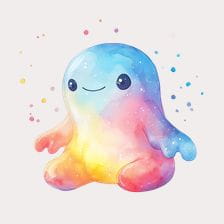Rainbow Watercolor Jellyfish Clipart