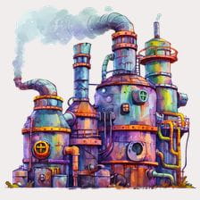 rusty factory clipart
