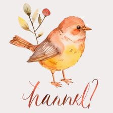 Cute Watercolor Bird Thank You Clipart