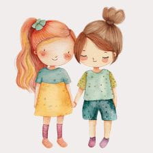 Cute Best Friends Watercolor Clipart