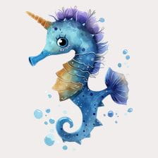 baby unicorn seahorse clipart