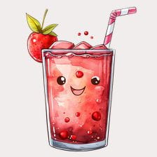 Kawaii strawberry juice illustration