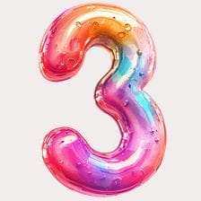 Shiny 3D Number Three Clipart