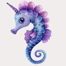 Cute Unicorn Seahorse Clipart