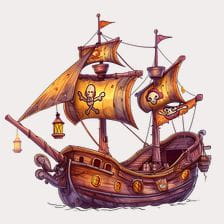 wooden pirate ship clipart