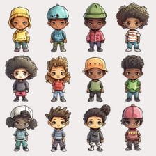 Cute Cartoon Black Boys Clipart
