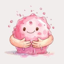 Cute Pink Blob Hugging Itself Clipart