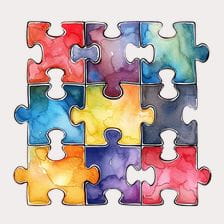 Watercolor Puzzle Pieces Clipart