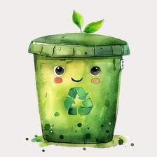 Cute Green Recycling Bin Clipart