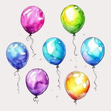 Colorful watercolor balloons clipart
