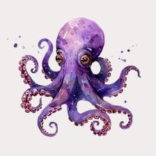 Purple Watercolor Octopus Clipart