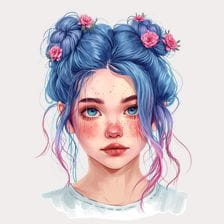 Cute Blue Hair Girl Clipart