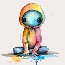 watercolor alien clipart