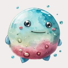 Cute Watercolor Cartoon Blob Clipart