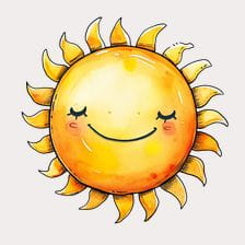 Watercolor Smiling Sun Clipart