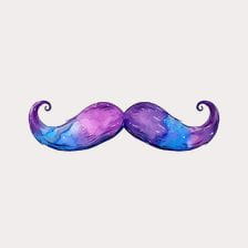 Watercolor Hand Drawn Purple Mustache Clipart