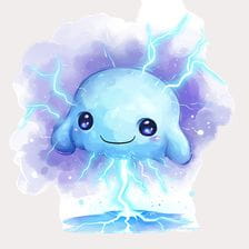 Cute Blue Lightning Jellyfish Clipart