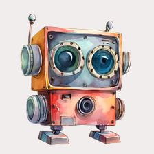Baby Watercolor Robot Clipart