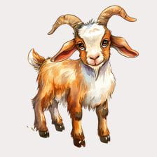 Cute Baby Goat Watercolor Clipart