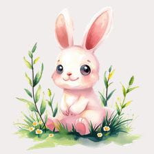 bunny rabbit sitting in a field of grass clipart