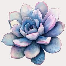 Watercolor Blue Succulent Clipart