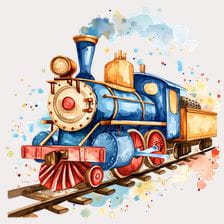 Vintage Watercolor Train Clipart
