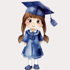 Cartoon girl in graduation clipart
