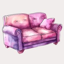 Pink Watercolor Sofa Clipart
