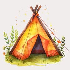 Cute Watercolor Teepee Clipart