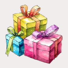 Watercolor Hand Drawn Gift Boxes Clipart