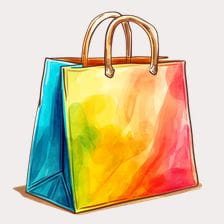Watercolor Rainbow Shopping Bag Clipart