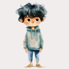 Sad Boy Watercolor Clipart