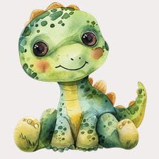Cute watercolor dinosaur clipart