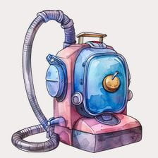 retro futuristic vacuum cleaner clipart