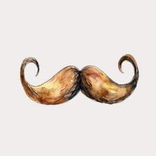 Watercolor Handlebar Mustache Clipart