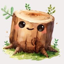 Cute Tree Stump Watercolor Clipart