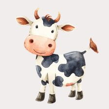 Cute Watercolor Cow Clipart