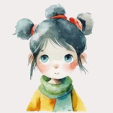 Cute Watercolor Girl Clipart