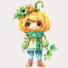 cartoon pumpkin girl clipart