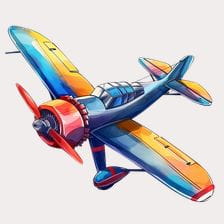 Historical Watercolor Airplane Clipart