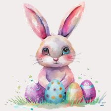 Cute Easter Bunny with Eggs Clipart