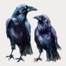 Watercolor Raven Clipart