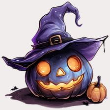 Purple Witch Halloween Pumpkin Clipart