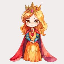 Cute Cartoon Princess Watercolor Clipart