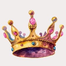 Pink and Blue Watercolor Princess Crown Clipart