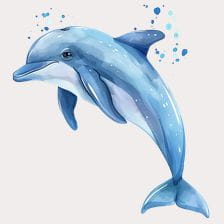Leaping Dolphin Watercolor Clipart