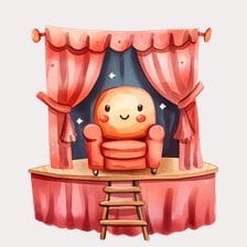 Cute Cartoon Character in a Chair Stage Clipart