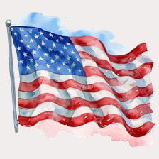Patriotic American Flag Watercolor Clipart