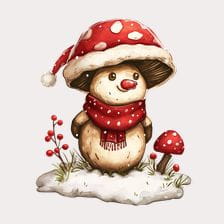 Christmas Mushroom Snowman Clipart