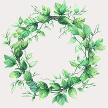 Watercolor Green Wreath Clipart